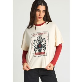 Γυναικείο βαμβακερό loose t-shirt με τύπωμα