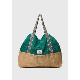 Women's beach tote bag in terry & jute with long handles