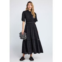 Γυναικείο embroidery relaxed-fit midi φόρεμα από βαμβάκι