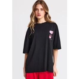 Γυναικείο βαμβακερό t-shirt με τύπωμα στην πλάτη