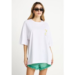 Γυναικείο βαμβακερό t-shirt με τύπωμα στην πλάτη