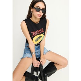 Women's cotton sleeveless top with print