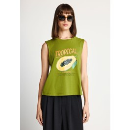 Γυναικείο βαμβακερό tank top με τύπωμα
