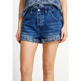 Women's denim shorts with turn-up hem