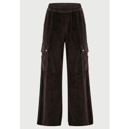 Γυναικείο βελουτέ παντελόνι φόρμας cargo wide leg