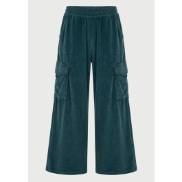 Γυναικείο βελουτέ παντελόνι φόρμας cargo wide leg