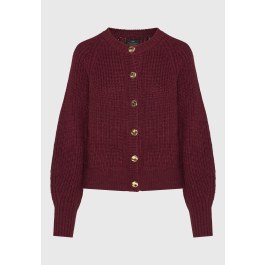 Women's ribbed knit cardigan with gold buttons
