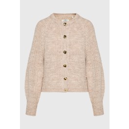 Women's ribbed knit cardigan with gold buttons