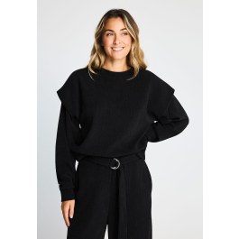 Ribbed sweatshirt with shoulder overlays