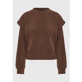 Ribbed sweatshirt with shoulder overlays