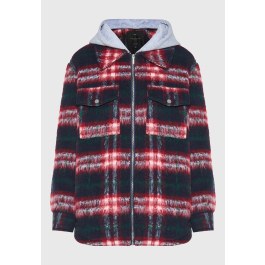 Γυναικείο καρό overshirt με κουκούλα