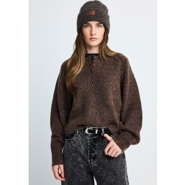 Γυναικεία πλεκτή μπλούζα henley με κουμπιά