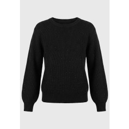 Women's ribbed sweater with rhinestones