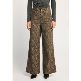 Ψηλόμεσο animal print τζιν παντελόνι wide leg
