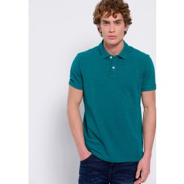Polo shirt in melange fabric