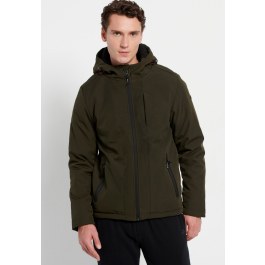 Light-padded softshell hooded jacket