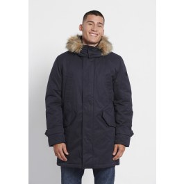 Men's parka with detachable hood and fur