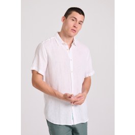 Garment dyed κοντομάνικο λινό πουκάμισο