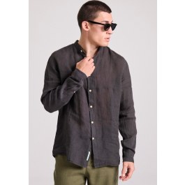 Mao neck garment dyed linen shirt