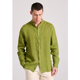 Mao neck garment dyed linen shirt