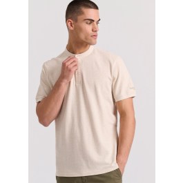 Mao neck polo shirt in melange fabric