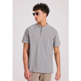 Mao neck polo shirt in melange fabric
