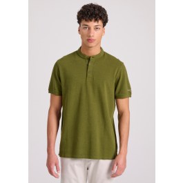 Mao neck polo shirt in melange fabric