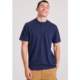 Mao neck polo shirt in melange fabric