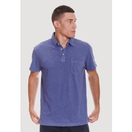 Garment dyed slub polo shirt