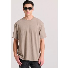 Relaxed fit linen blend μονόχρωμο t-shirt
