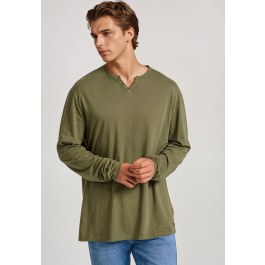 Relaxed fit t-shirt με λαιμό henley