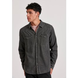Ανδρικό denim πουκάμισο με washed effects