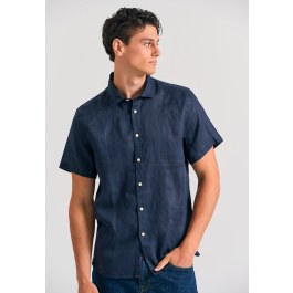 Garment dyed κοντομάνικο λινό πουκάμισο - The essentials