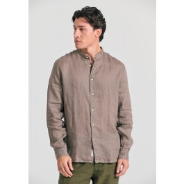 Garment dyed λινό πουκάμισο με λαιμό mao