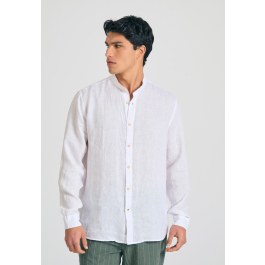 Garment dyed λινό πουκάμισο με λαιμό mao