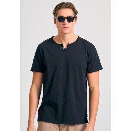 T-shirt with henley neck and raw cuts - The essentials