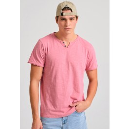 T-shirt with henley neck and raw cuts - The essentials