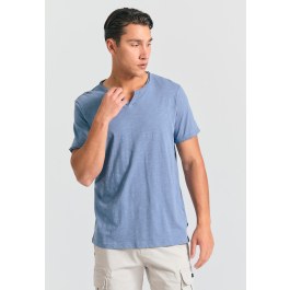 T-shirt with henley neck and raw cuts - The essentials