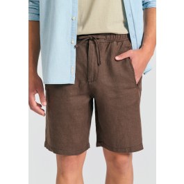 Comfort fit garment dyed λινή βερμούδα