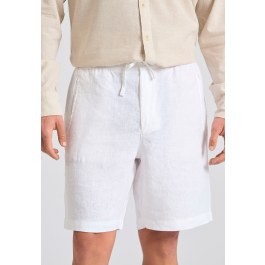 Comfort fit garment dyed λινή βερμούδα