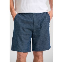 Comfort fit yarn dyed chino βερμούδα με λάστιχο