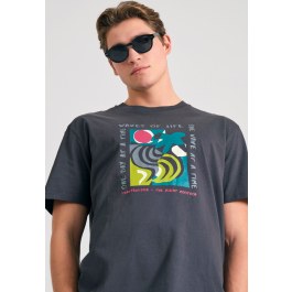 Relaxed fit t-shirt με abstract frame τύπωμα