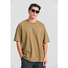 Oversized garment dyed t-shirt με retro frame τύπωμα