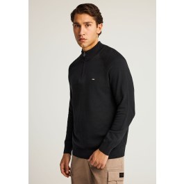 Ανδρικό μονόχρωμο half-zip πλεκτό πουλόβερ