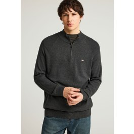 Ανδρικό μονόχρωμο half-zip πλεκτό πουλόβερ