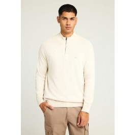 Ανδρικό μονόχρωμο half-zip πλεκτό πουλόβερ