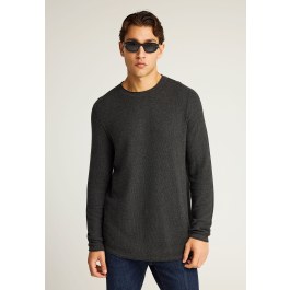 Ανδρική μονόχρωμη πλεκτή μπλούζα με λαιμόκοψη