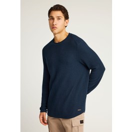 Ανδρική μονόχρωμη πλεκτή μπλούζα με λαιμόκοψη