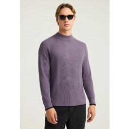 Men's knitted cotton mock neck sweater