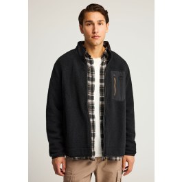 Fleece zip-up hoodie with chest pocket